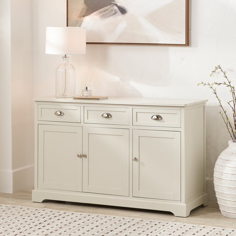 120cm W 3 - Drawer Chest of Drawers, Airy Linen/Silver