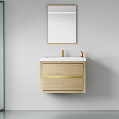 Meuble-lavabo de 30 po avec lavabo. Grandeur en chêne naturel. Rangement en U de qualité. Comptoir en résine de qualité en pierre. Fonction de tiroir à fermeture en douceur silencieuse. Groupe d'installation simple. 24V15-30Pas de meuble-lavabo.