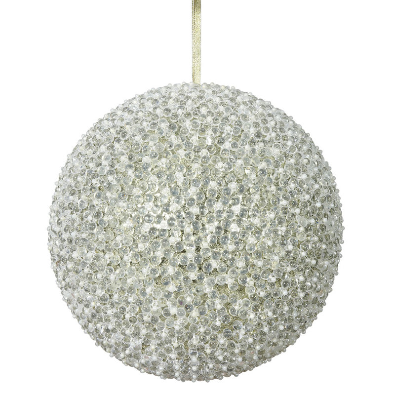 Ornement en forme de boule de Noël perlée, Champagne
