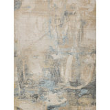 Infinity Power Loomed Wool/Nylon Abstract Area Rug in Ivory/Blue/Terracotta