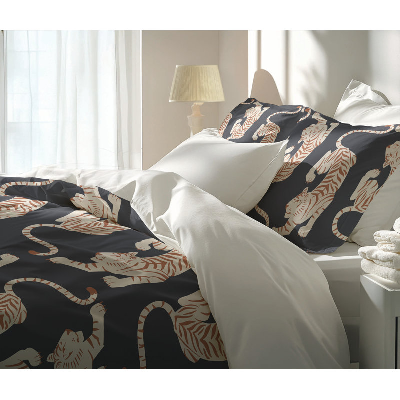 Hey Tiger Decorative Lightweight Comforter Set, Charcoal, Queen Comforter + 2 Standard Pillowcases