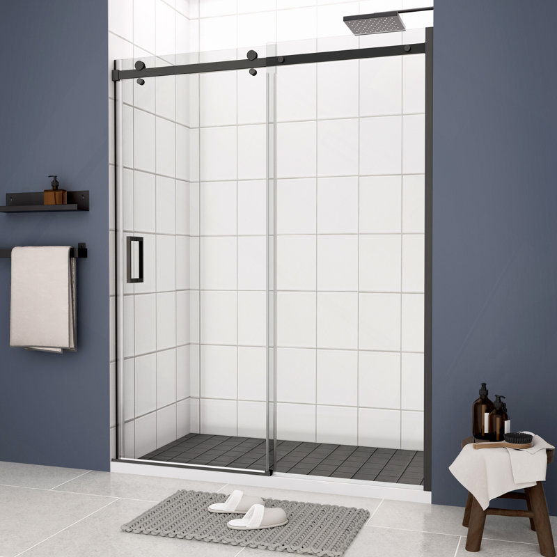 Porte de douche, porte coulissante, avec verre trempé de 5/16 po