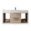 Meuble-lavabo flottant de 40 po avec lavabo, meuble-lavabo mural en bois massif avec tiroirs et armoires de rangement, lavabo en céramique intégré inclus.-738009074