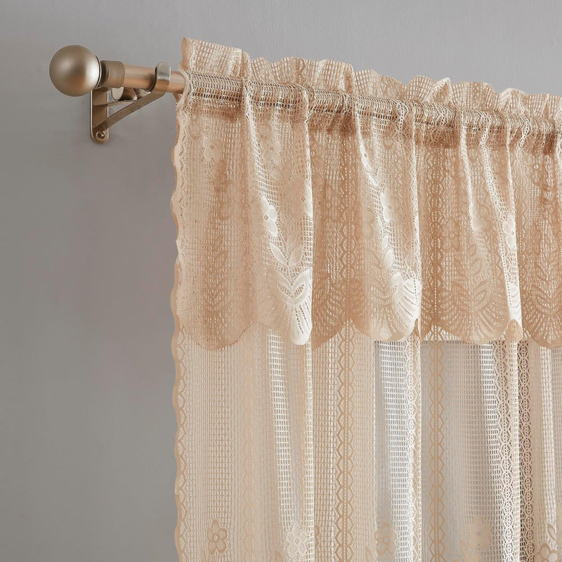 Rideaux en dentelle diaphane crochetés en lin, L 54 po x L 63 po