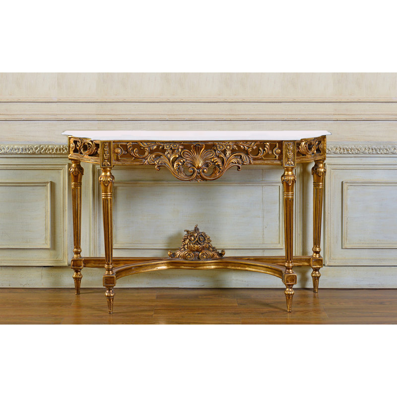 Daylan 54'' Marble Top Console Table, White