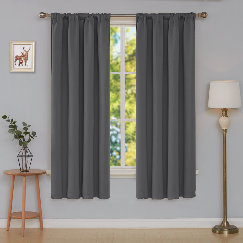 Maksymilan Room Darkening Curtain Pair, 38" W x 63" L, Gray
