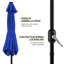 Parasol de marché 9 pi avec bouton-poussoir inclinable et manivelle, bleu royal-492635489