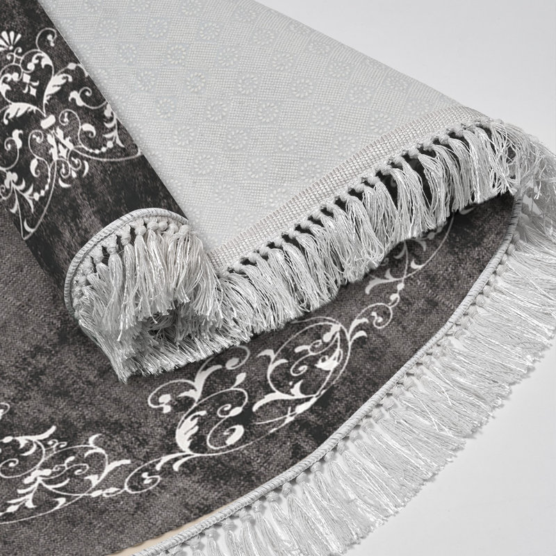 Luxurious Area Rug, Grey & White, 100% Polyester | Thick 0.3 in Sponge Height & 0.4 in Base Height | Non-Slip Underside, Machine Washable at 86°F, 900 g/m² | Perfect for Living Room, Bedroom & Dining Spaces