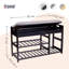 Froppi Shoe Bench with Grey Padded Seat and Hidden Storage | 2-Tier Wooden Shoe Rack L80 W29.5 H49 cm-93563889
