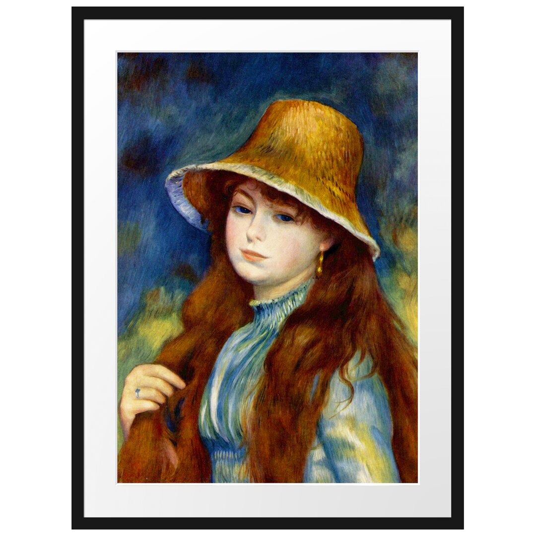 Gerahmter Kunstdruck Girl with Straw Hat von Pierre-Auguste Renoir