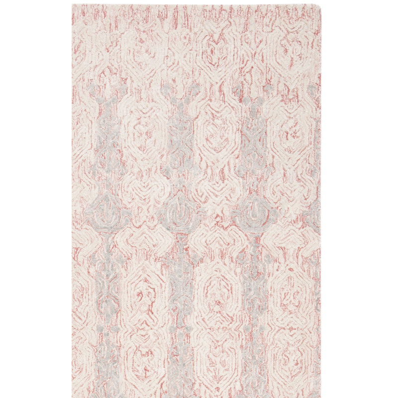 Samaniego Hand Tufted Viscose/Wool Rug in Light Pink/Ivory, Square 6'