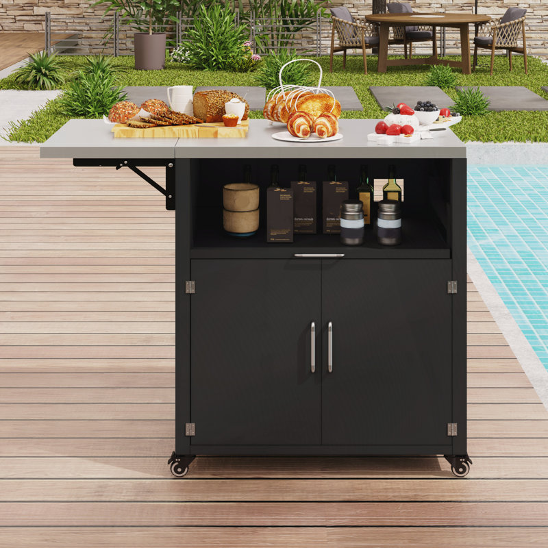 Armoire d'extérieur polyvalente avec surfaces de travail pliables et extensibles