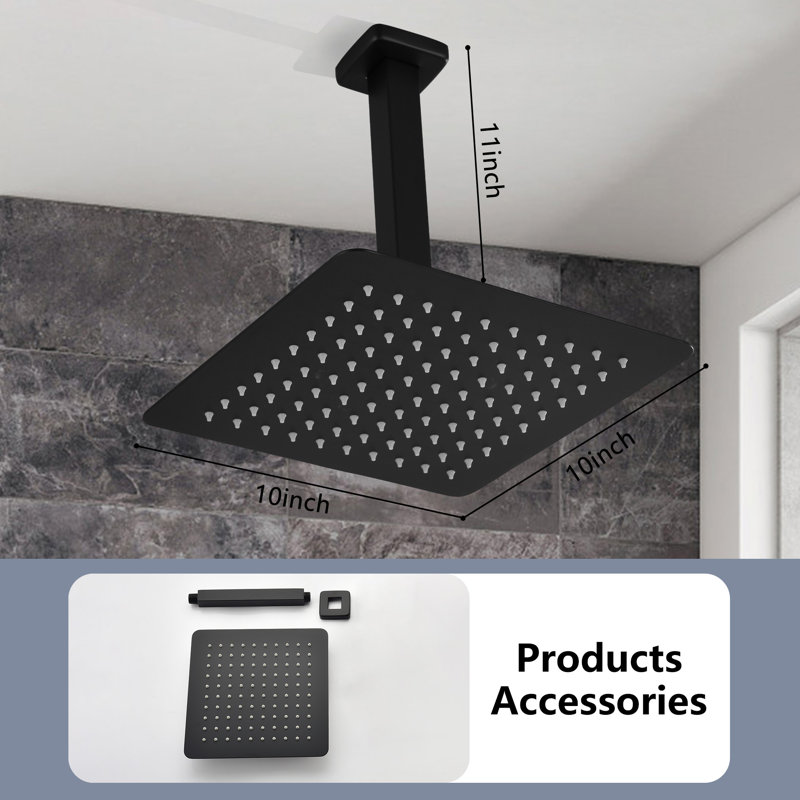Rain Fixed Shower Head, Matte Black