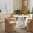 Modern Fashion Dining Table And Chairs Set, Upholstered Dining Chairs Set Of 4 And Round Solid Wood Dining Table-1341022252-1341022249