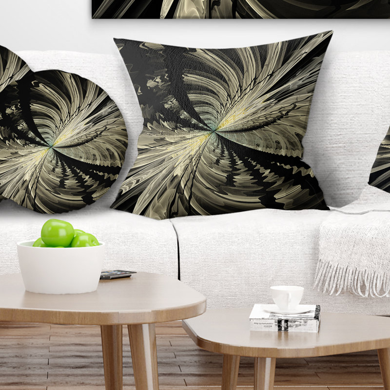 Coussin de conception floral fractal, 16 po x 1 po, Coussin décoratif