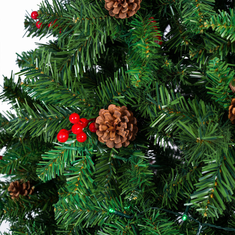 Arbre de Noël artificiel illuminé 6 pi, pin vert 825 pointes avec 250 DEL 11 modes, 6 pi