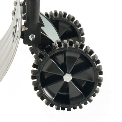 Winter Snow Pusher Shovel with Wheels 24 in Durable Metal Snow Plow for Driveway