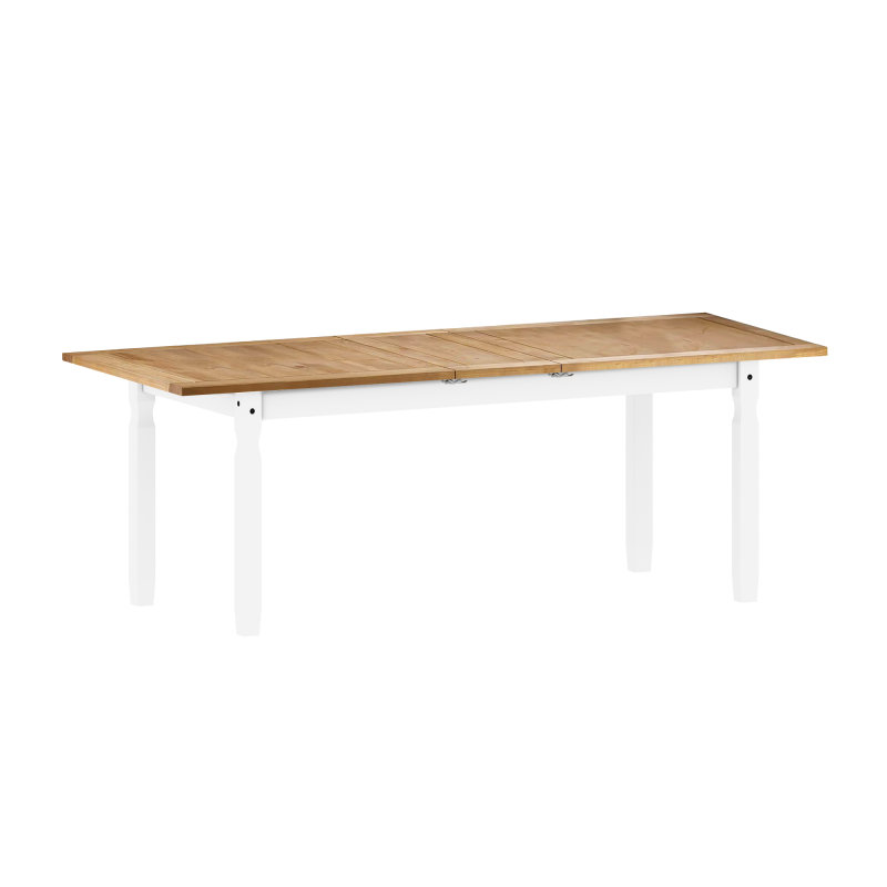 Corona Extendable Pine Rectangular Wood Top Dining Table with Wood Base, White