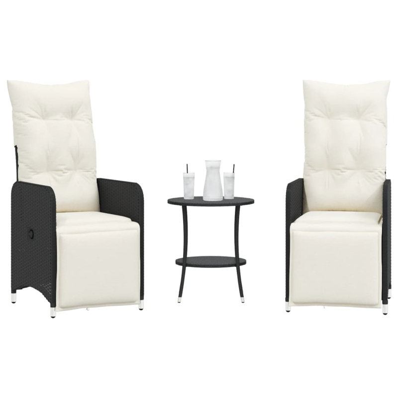 Ensemble de 2 chaises de jardin inclinables, Noir