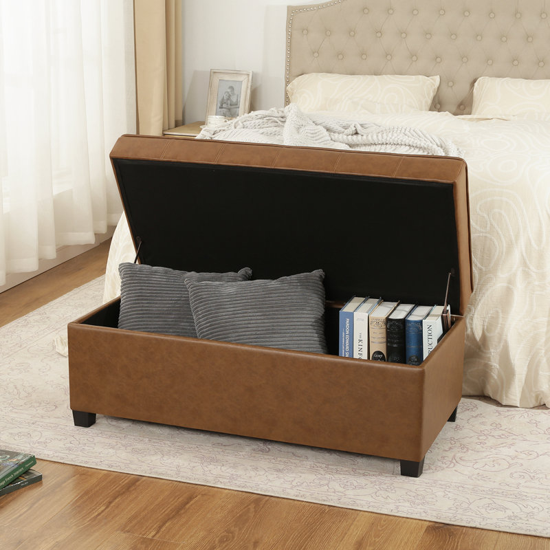 Banc de rangement avec repose-pieds 40 po, Brun