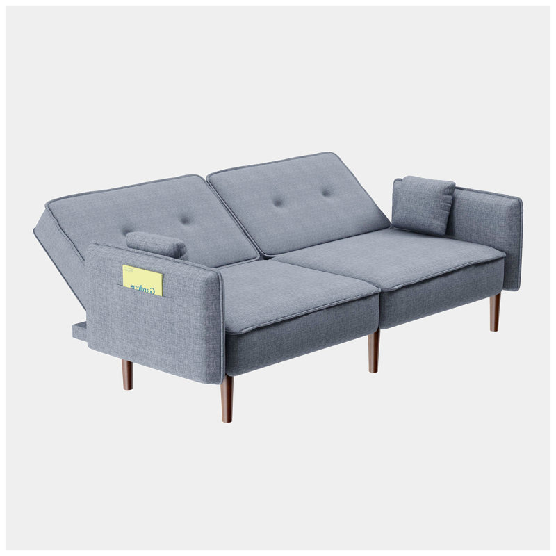 Canapé-lit à accoudoirs encastrés 75 po Gismondine, 100 % polyester gris