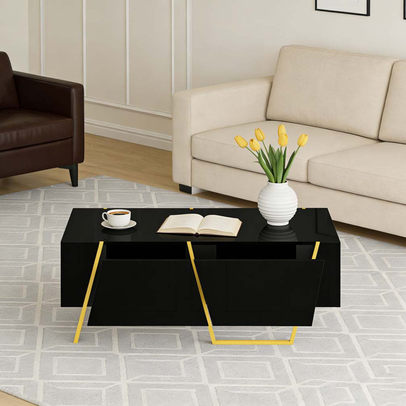Table basse rectangulaire moderne ultrabrillante