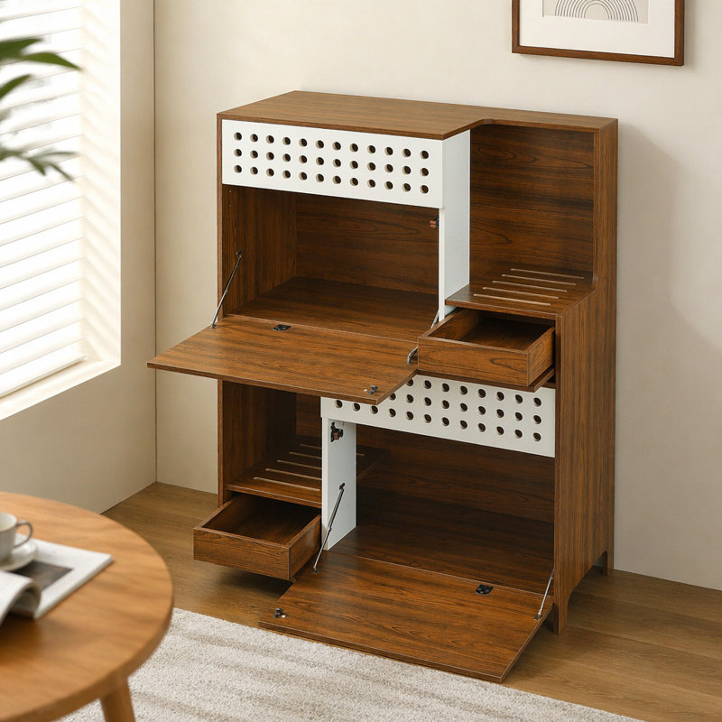 Modern 2-in-1 Cat Furniture with Hidden Litter Box Enclosure and Storage for Two Cats