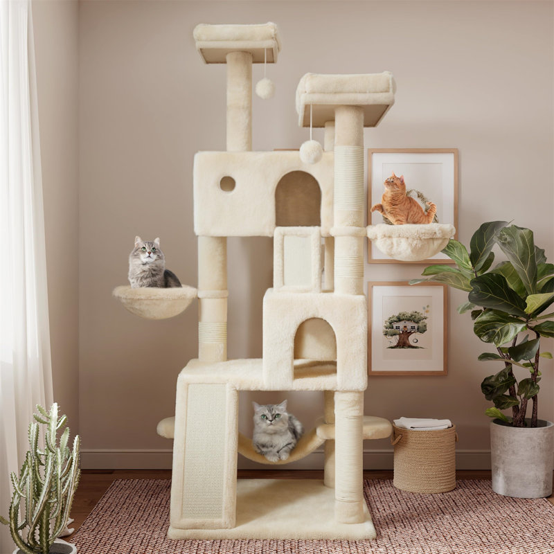 65.71'' H Cat Tree, Beige