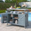 Îlot de cuisine extérieur, chariot à roulettes et armoire de rangement-1167128324
