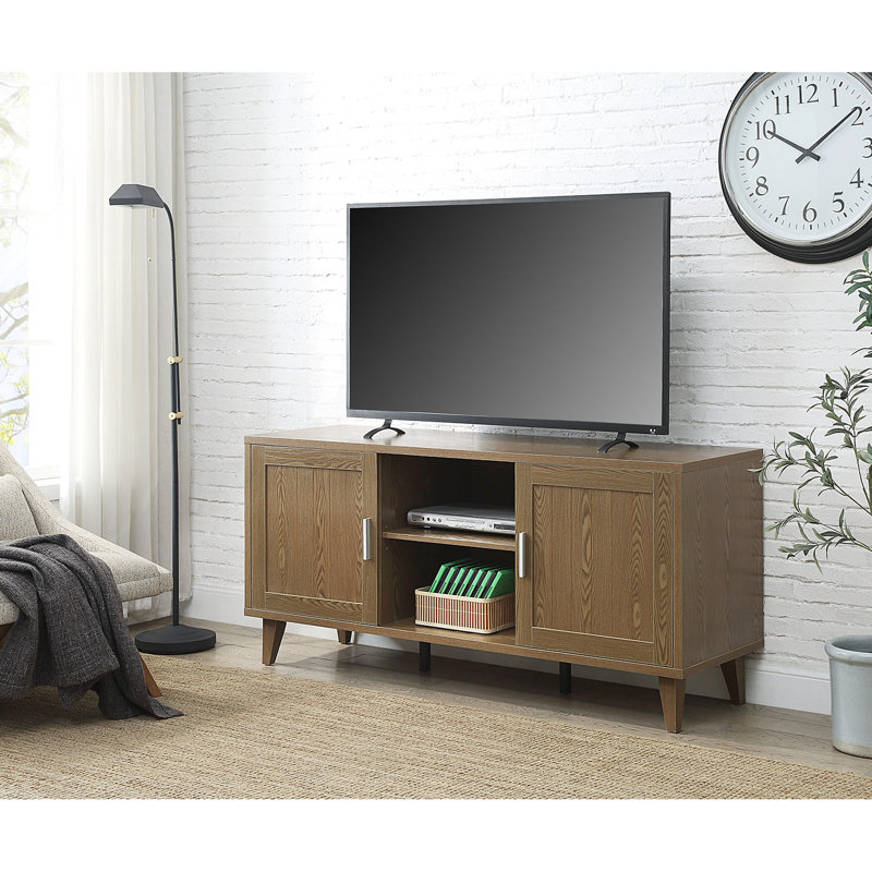 Meuble télé classique 60 po en noyer pour téléviseur de 65 po ou moins, fabriqué en stratifié de couleur noyer