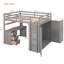 Full Size Loft Bed With Drawers,Desk,And Wardrobe-Grey-112583721
