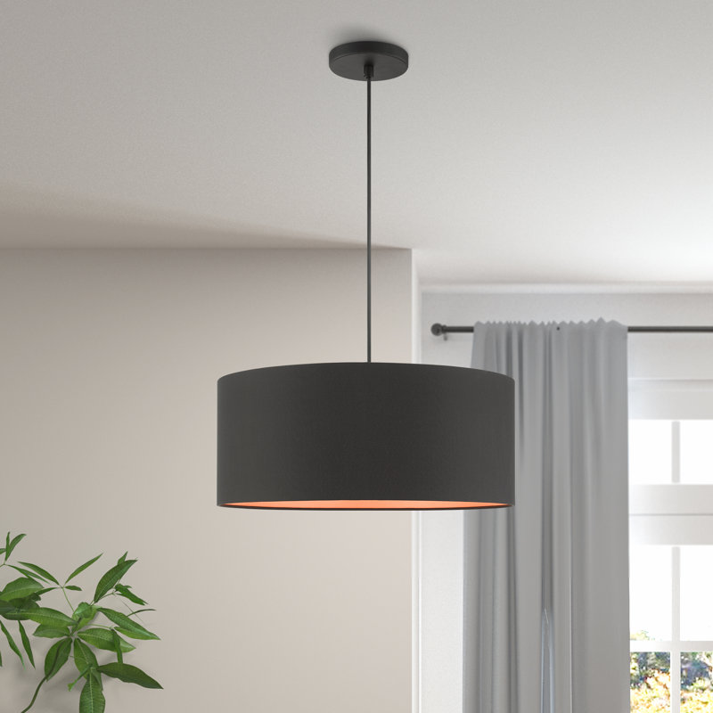 Swarey 3-Light Dimmable Drum Pendant, Black, Black