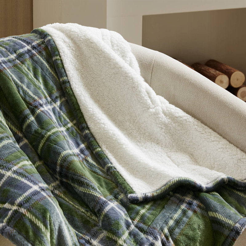 Couvertures et jetés chauffants confortables, polyester doux, écossais vert, conception compacte de 50 x 60 po