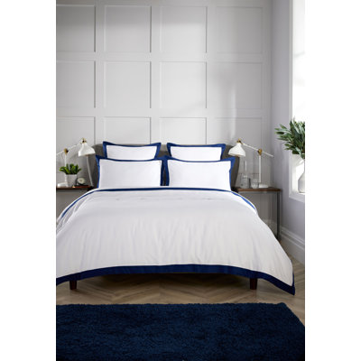Behrens 400TC Banded Collection Cotton Duvet Cover Set with Pillowcases