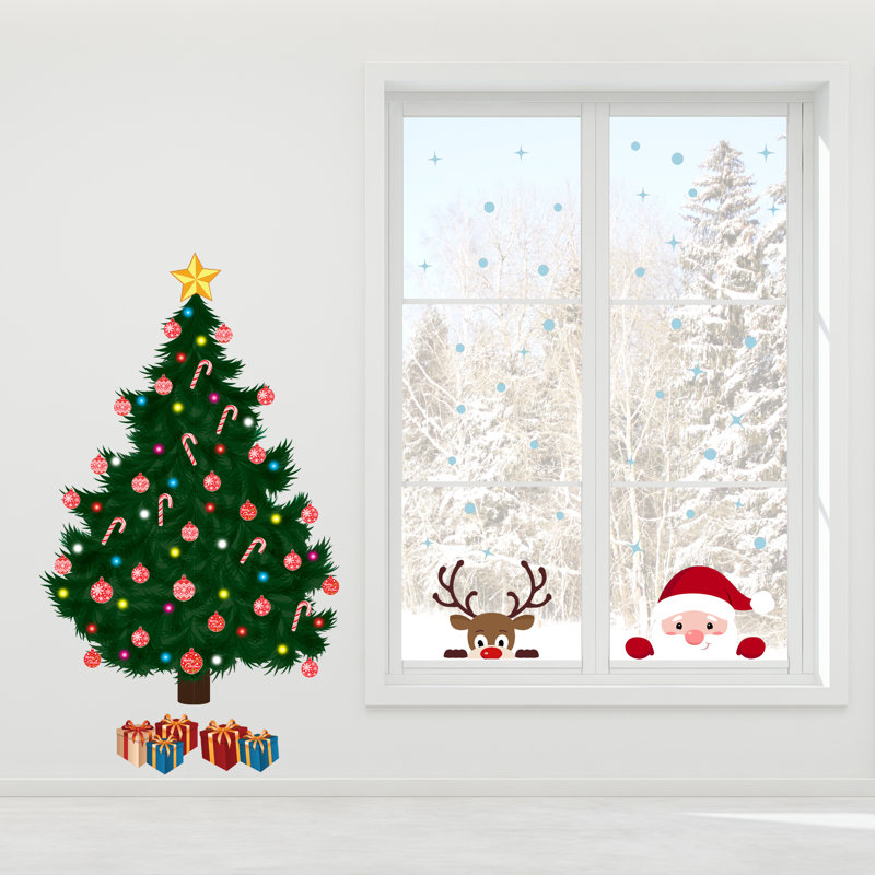 Adhésif décoratif arbre de Noël, Rudolph et père Noël