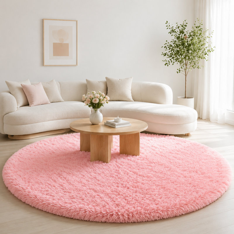 Plush Round Area Rug, Soft Fuzzy Shag Rug for Bedroom Living Room Balcony, Fluffy Carpet for Home Decor, Non-Slip Cozy Decorative Rug.
