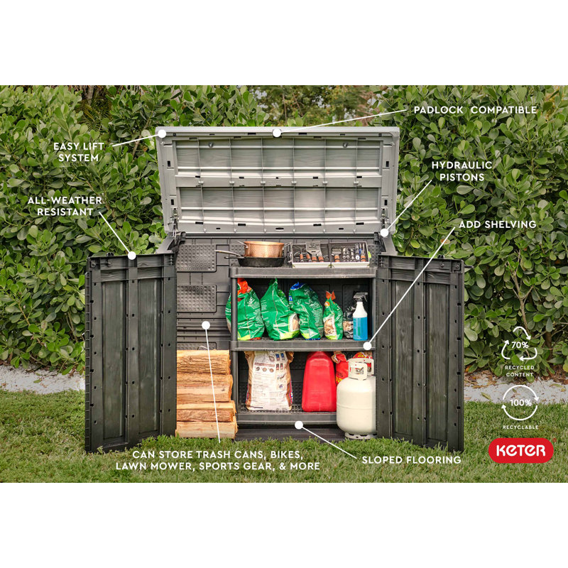 Keter Store It Out Prime Durable Resin Outdoor Storage Shed With Floor and Double Doors for Garden Patio Furniture and Tools
