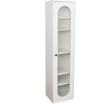 Grande armoire de présentation et bibliothèque parfaite pour le salon, la cuisine, la chambre à coucher et le bureau - Armoire de rangement avec 6 tablettes de rangement et 1 porte vitrée