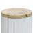 Tommen 17.4" H Cement Patio Table with Storage, Fluted Round End Table