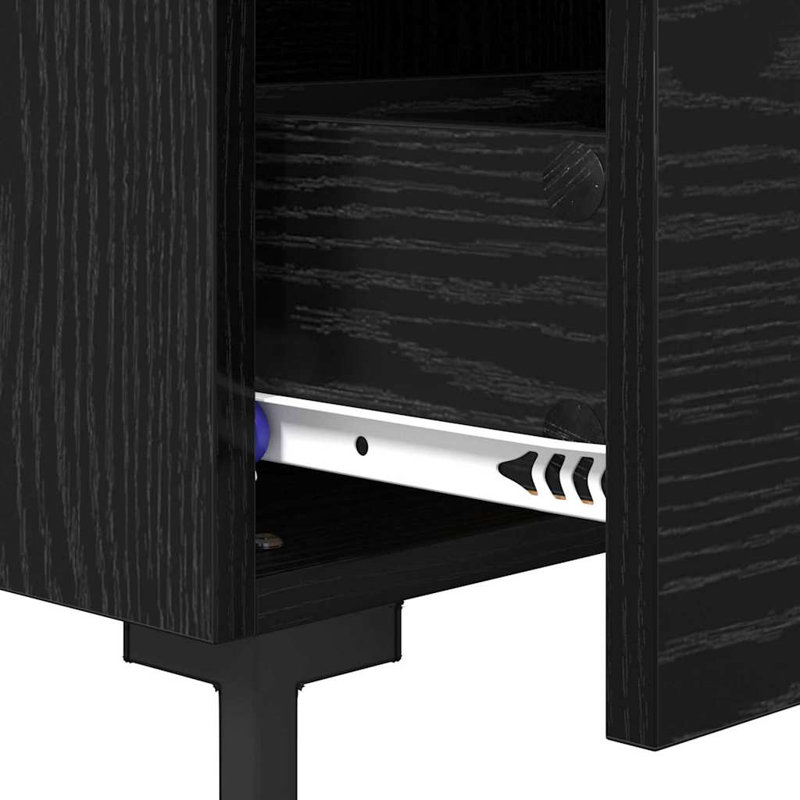 40cm W Manufactured Wood Bedside Table, Black Oak