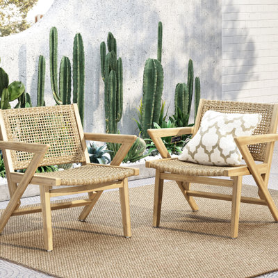 Brown Outdoor Chairs - & Wood 2 Transitional ( Of 2)