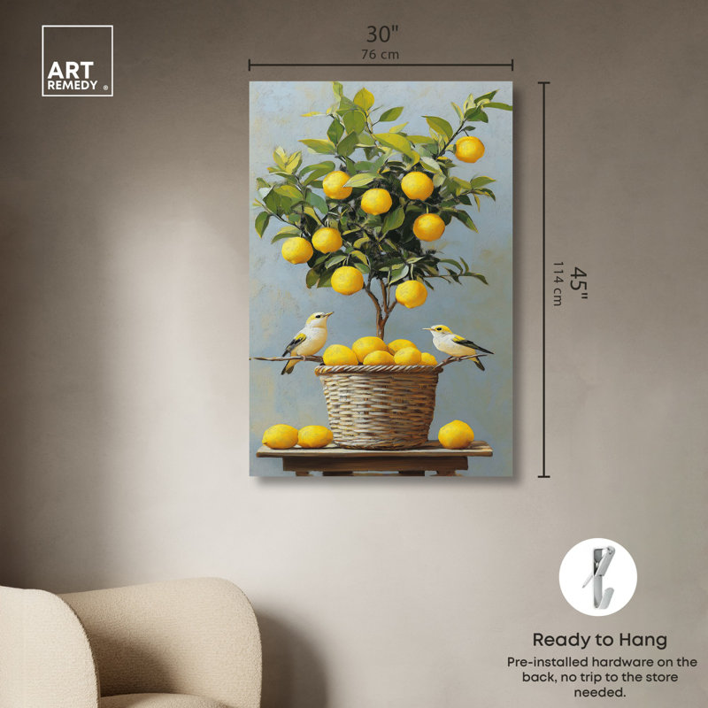 «Lemon Orchard Duet», art mural, Toile tendue, H 45 po x l 30 po