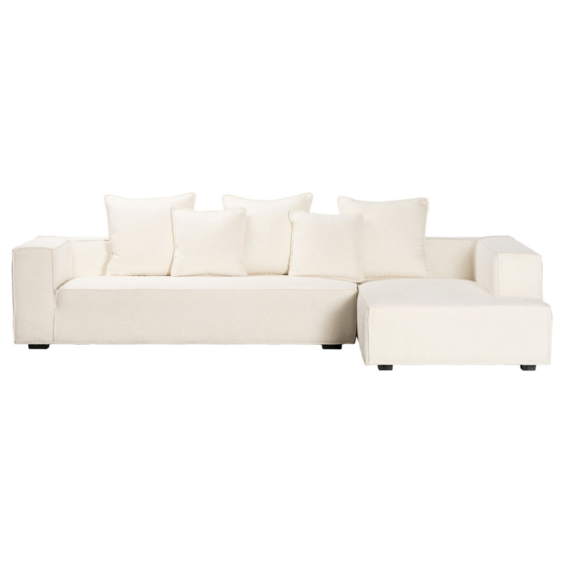 Canapé modulaire rembourré de 118 po avec méridienne Winnetka, Boucle blanche naturelle, Face à la droite