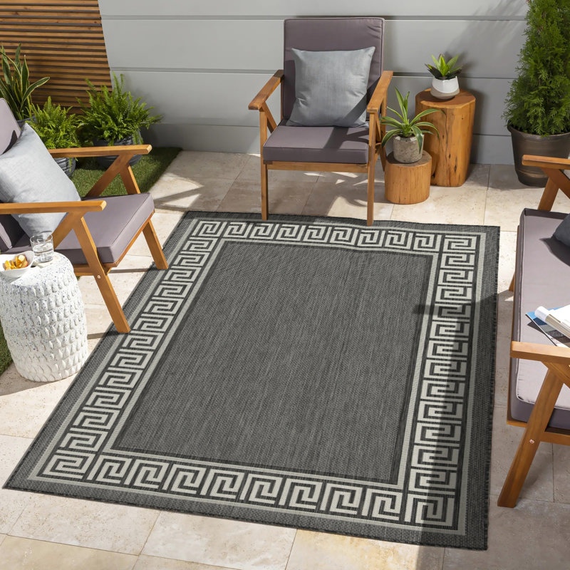 Gchar2002 Anthracite Area Rug - Sunshine Indoor/outdoor Ravishing Border Feature Stain For Different Settings & Pet Amicable Indoor And Outdoor Stylish , Made