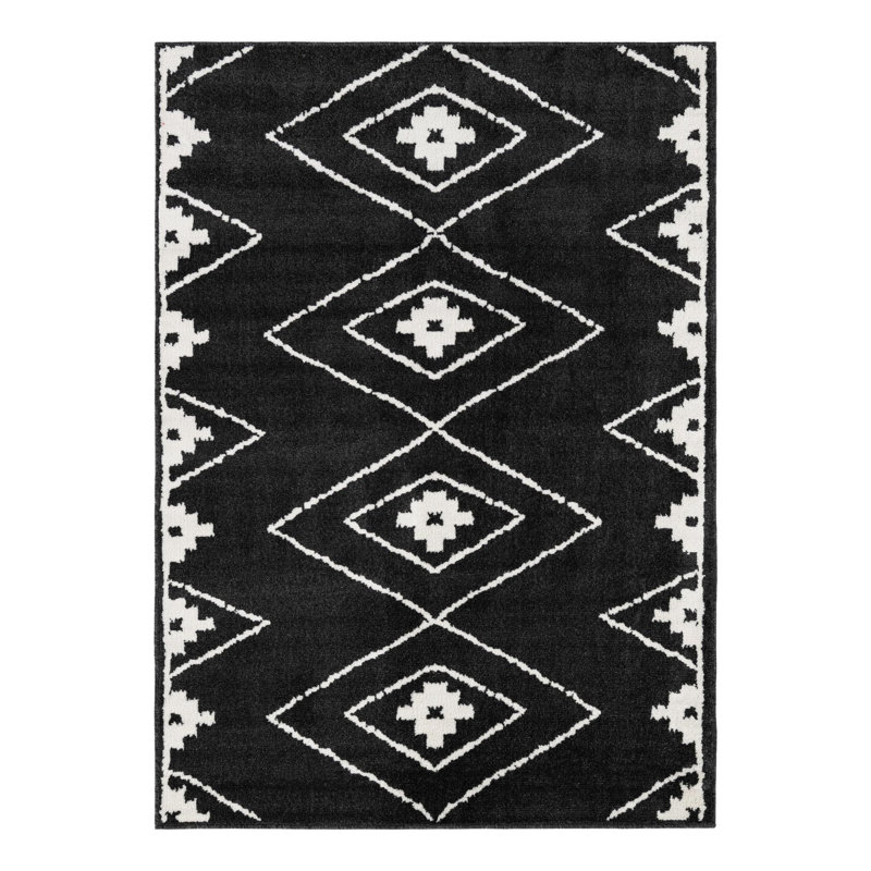 Latitude Run® Vefsna Nikolis Rug Black, Rectangle 5'1" x 7'1"