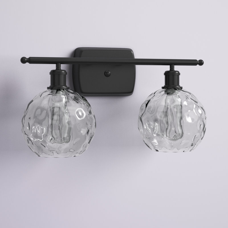 Éclairage pour salle de bain 2 lumières en acier et verre Cindi, DEL, Noir mat