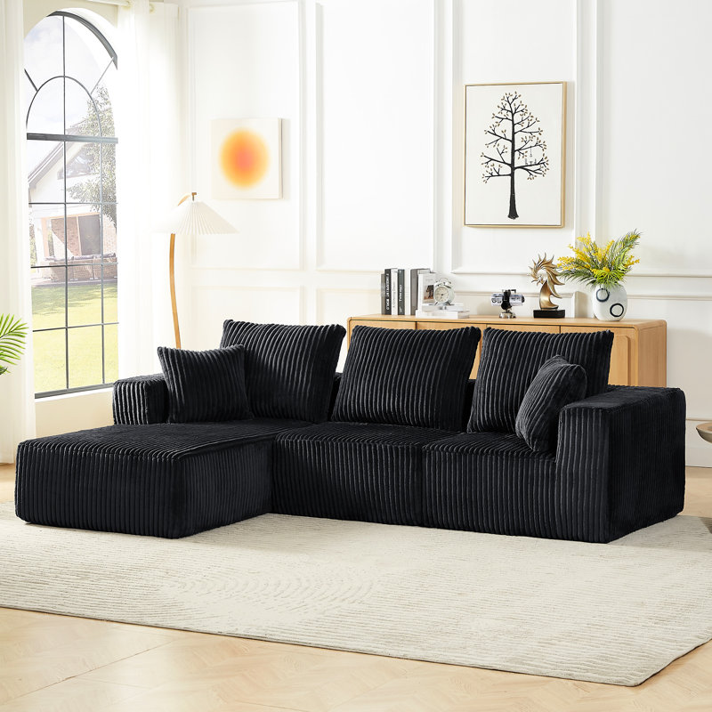 Canapé modulaire gris foncé en velours côtelé modulaire 4 places, pour le salon, utilisation instantanée, ressorts ensachés confortables, canapé polyvalent gris, sans assemblage, utilisation multifonctionnelle, support en éponge