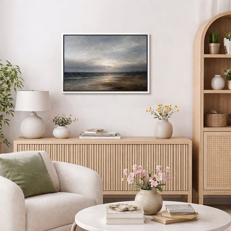 Moody Coastal Shoreline, H 24 po x l 36 po x P 1,5 po, Cadre blanc