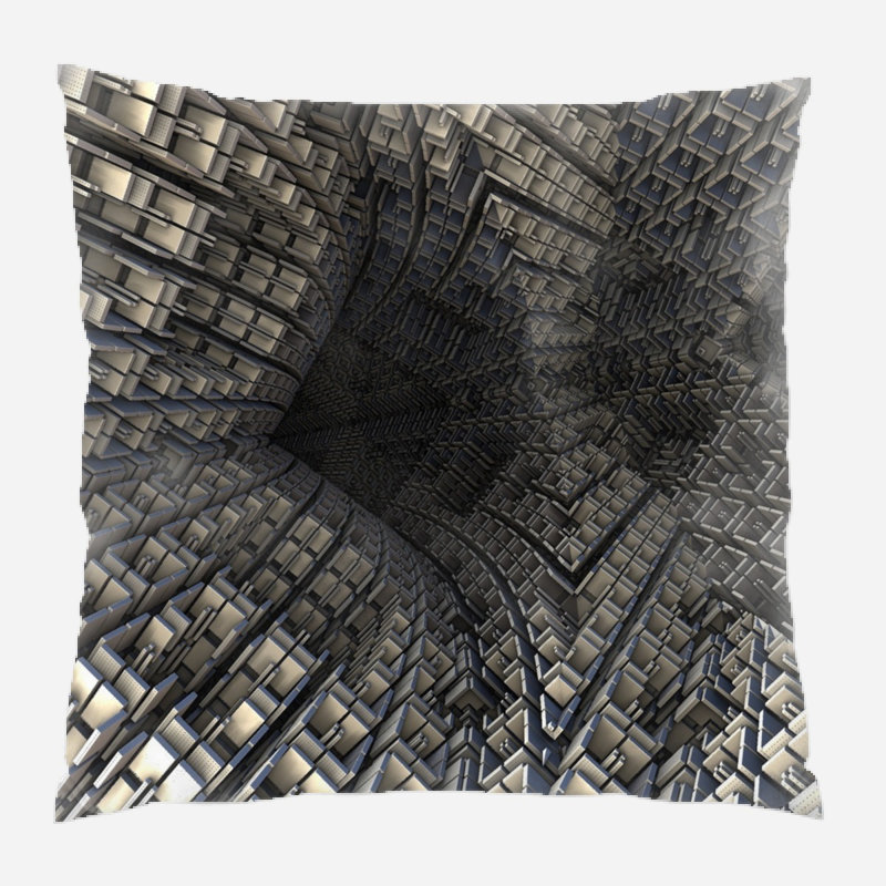 Fractal Geometric Microsuede Reversible Throw Pillow