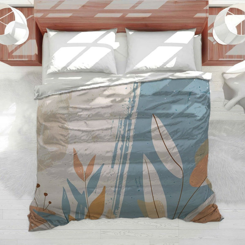 Abstract Botanical Cool Cotton Blend Floral Comforter, Queen Comforter